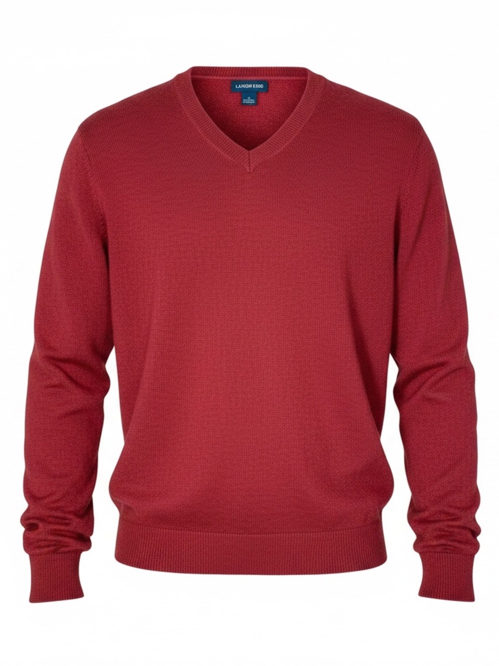 Lands End Men’s 100% Cashmere Long Sleeve V Neck Sweater Lg Burgundy Red BTC